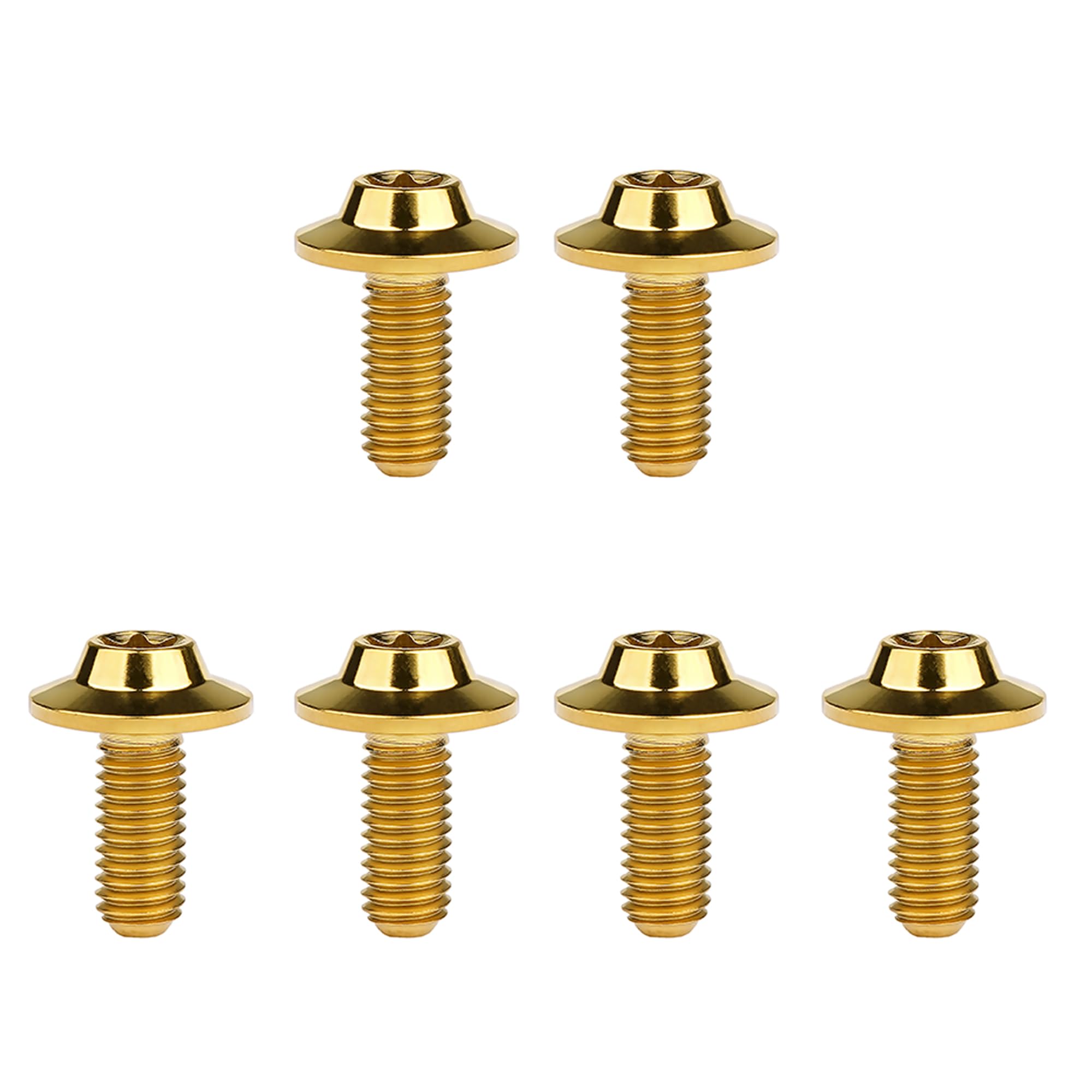 DWAMMEBRS Bolt M5 M6x10 12 15 20 25 30 35mm T25 T30 Torx Head Screw Pack of 6(Gold,M6x15mm)