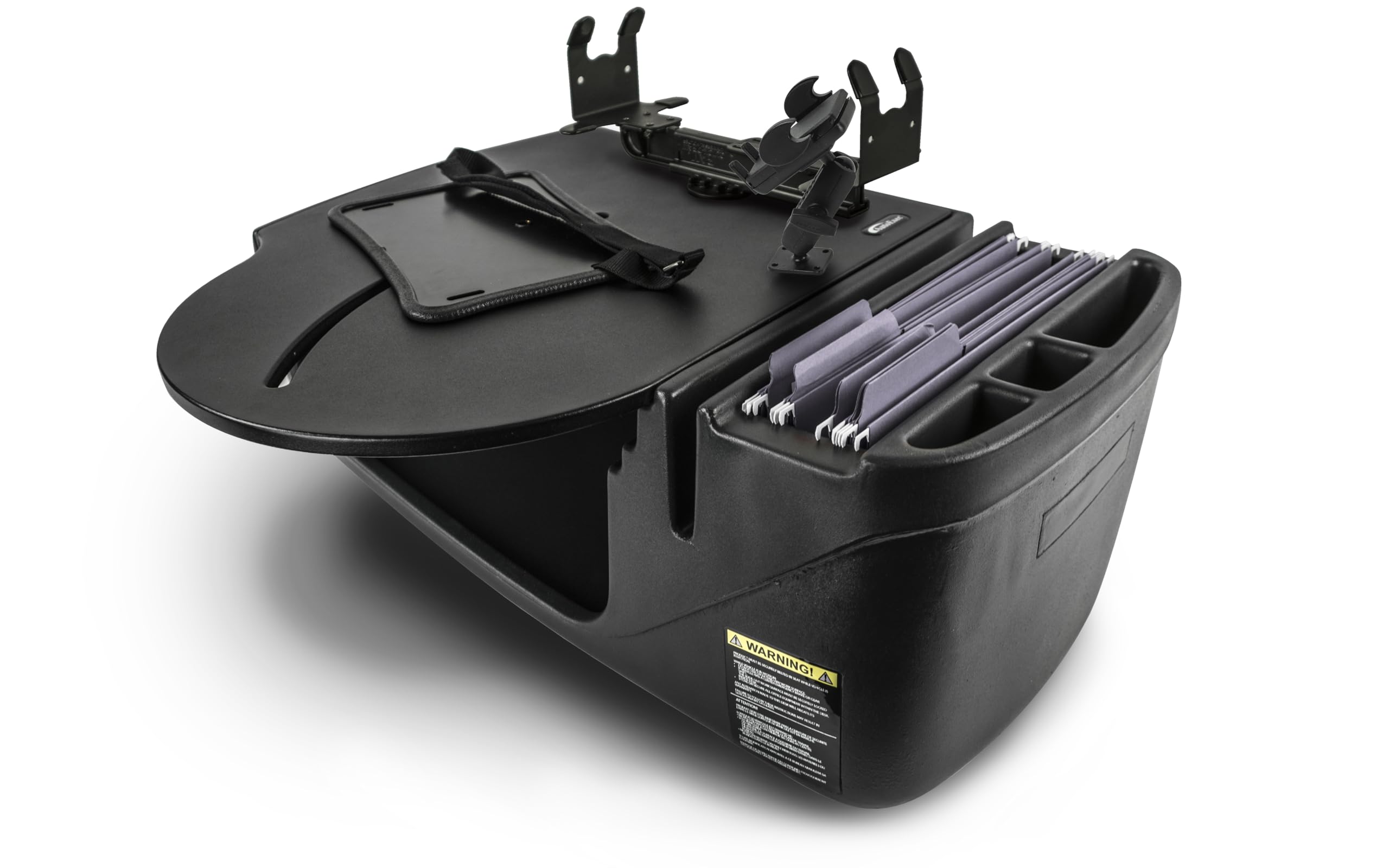 AutoExec AE-RMCD-PI-PM-PS-BT Roadmaster Car Desk for Your Vehicle Workstation and Mobile Office, Black with 400 watt Power Inverter, Phone Mount and Printer Stand