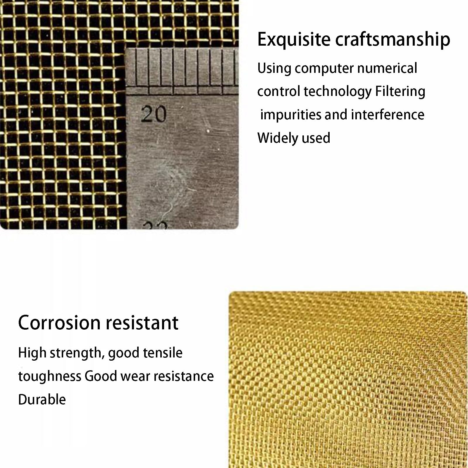 Tkanina druciana z miedzi, Siatka miedziana mosiężna wielokolorowa 10-200 mesh(Brass 1x1m,100 mesh)
