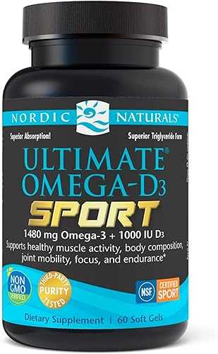 Nordic Naturals Ultimate Omega-D3 Sport LimĂłn 60 geles blandos 1480 mg Omega-3 1000 UI de vitamina D3 certificado NSF - Soporta mĂşsculo huesos Nordic Naturals Ultimate Omega-D3 Sport LimĂłn 60 geles blandos 1480 mg Omega-3 1000 UI de vitamina D3 certificado NSF - Soporta mĂşsculo huesos