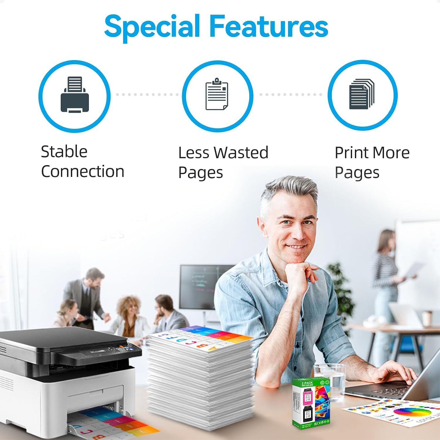 High Yield 68e Ink Cartridge Compatible for HP 68 68e Ink Cartridges Black/Color Combo Pack Compatible for Envy 6155e 6555e 6100e 6500e 6152e Series Printer, Precise Ink Level Display, Upgraded Chip