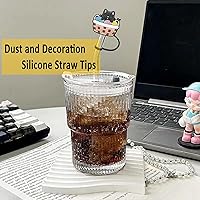 Vista 3 de 6 fundas para pajitas, tapas, tapas para vasos, puntas a prueba de salpicaduras, punta reutilizable para polvo de beber de 7 a 0.315 in