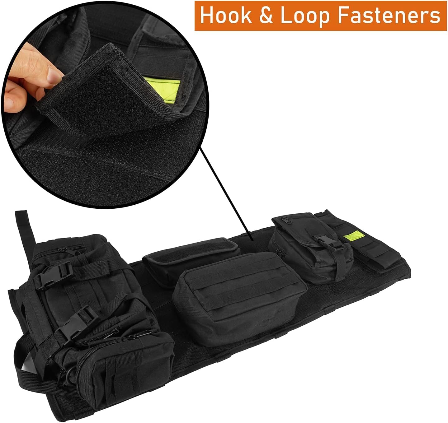 Hooke Road Wrangler TJ Front Overhead MOLLE Panel w/Storage Bags Compatible with Jeep Wrangler TJ 1997 1998 1999 2000 2001 2002