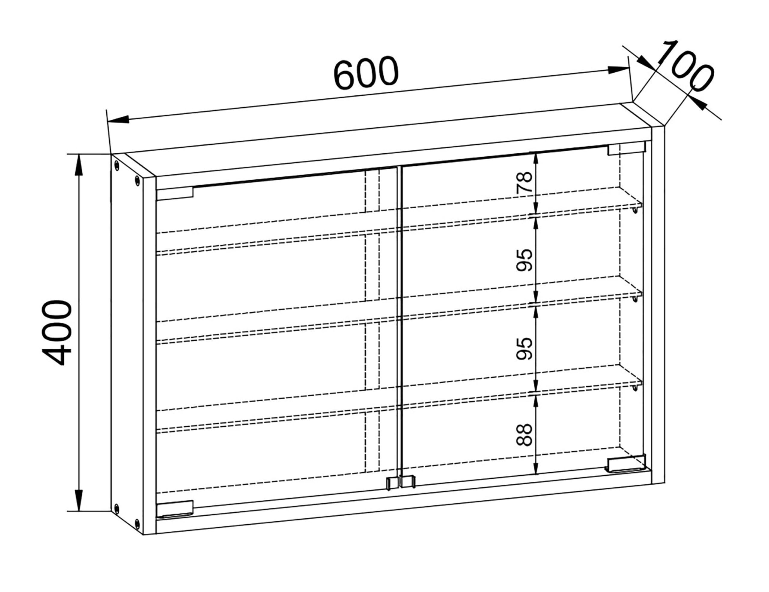 VCM Mandosa M Vitrine Mural Mandosa M Vitrine Collection en Verre Meuble Décoration Rangement Vitre, Bois, Blanc, 40 x 60 x 10 cm