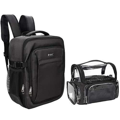 Relavel Professional Makeup Case Makeup Backpack and Clear Brush Case