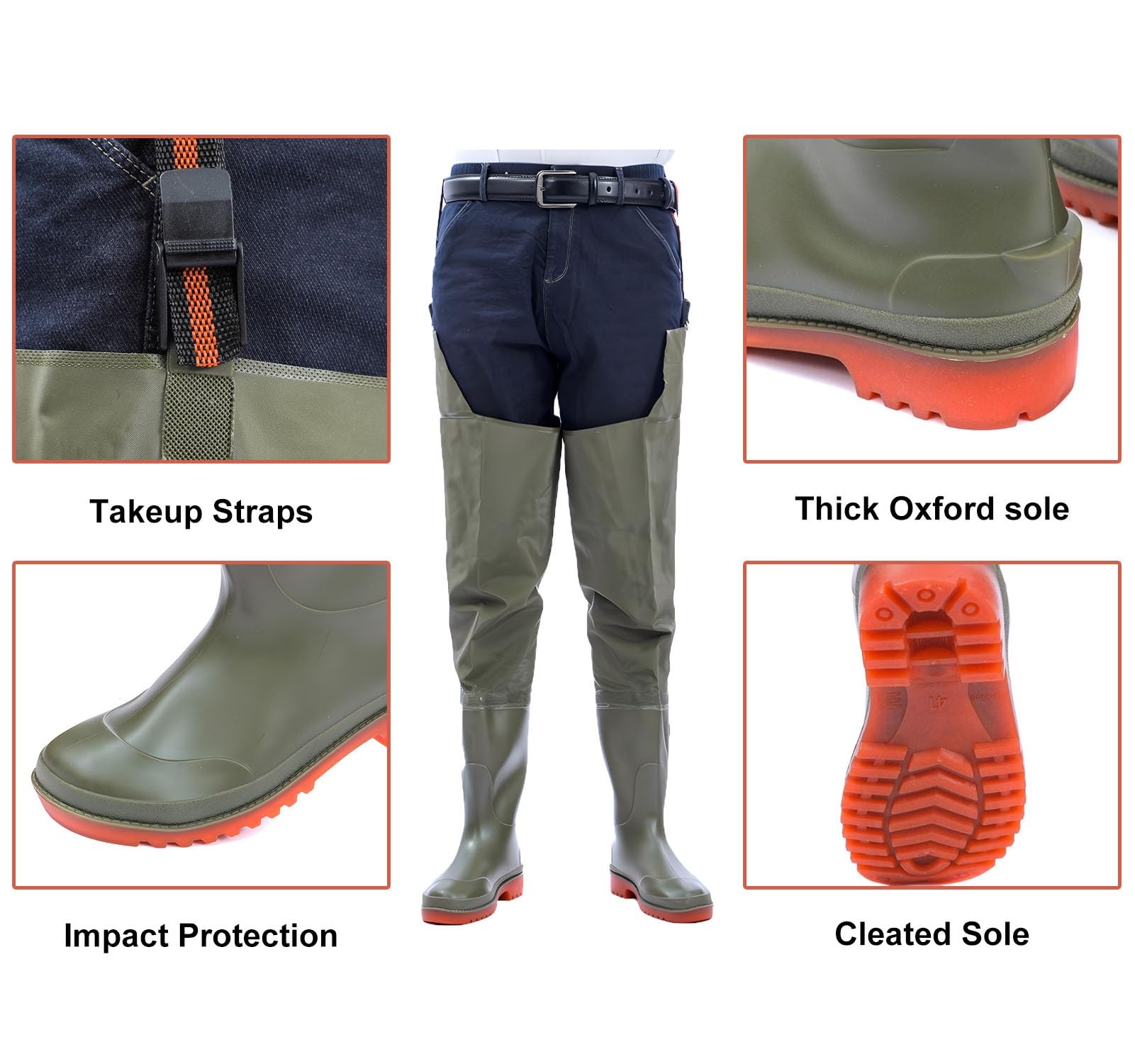 Waders hip Stivali Leggeri Senza Perdite, Stivali Robusti con Suola Spessa Oxford, Per La Caccia E La Pesca Nelle Paludi