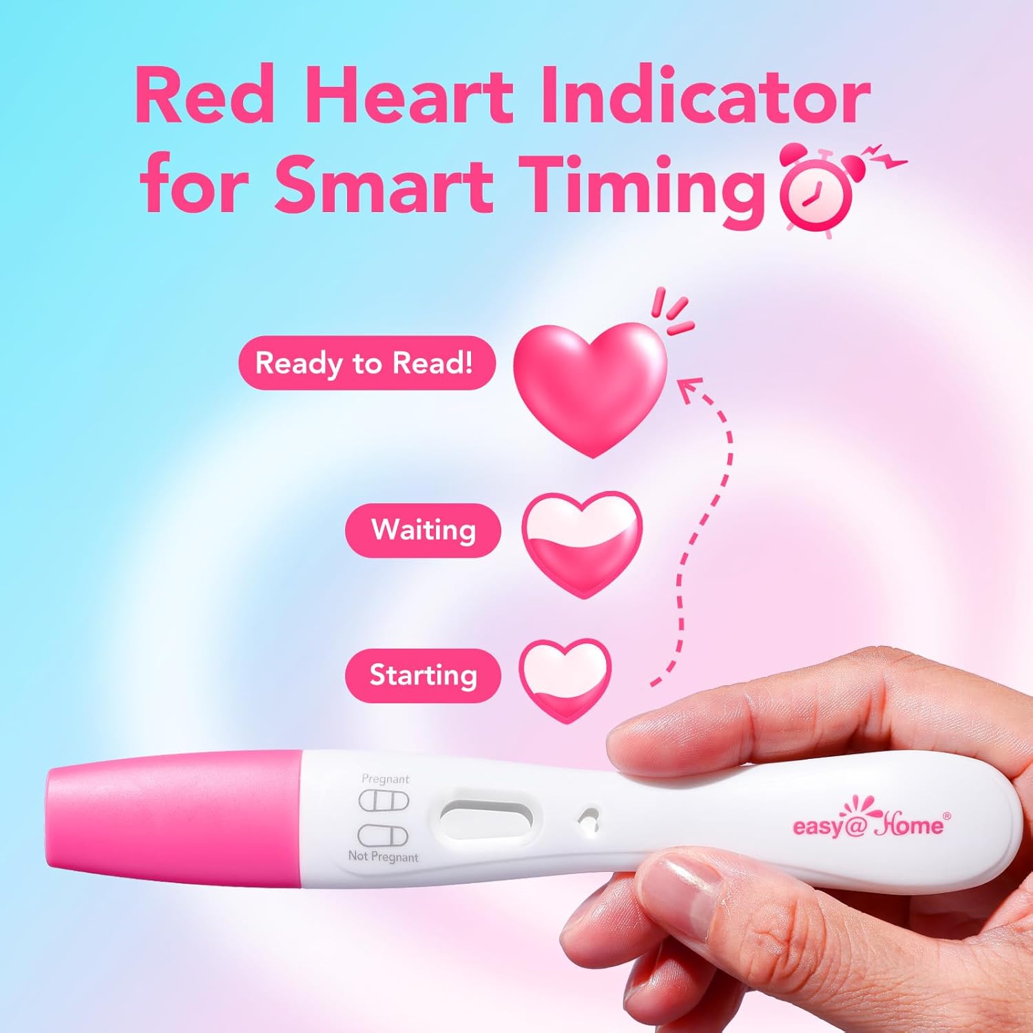 Easy@Home Smart Timing Pregnancy Test: Over 99% Accuracy for Early hCG Detection - Fast Results in Just 3 Minutes with Unique Love Heart Indicator | 5 Pack - Image 2