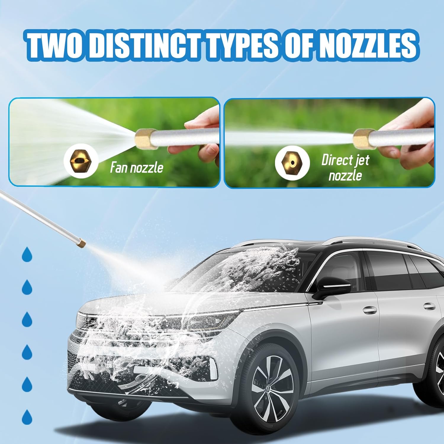 HydroNozzle-2-in-1 Portable Power Washing Nozzle with Hydronozzle,Jetson.Com Pressure Washer,Jet Nozzle High Pressure HoseNozzle with Connect Hose Fittings,For Fence Cleaning Garden Watering (F)