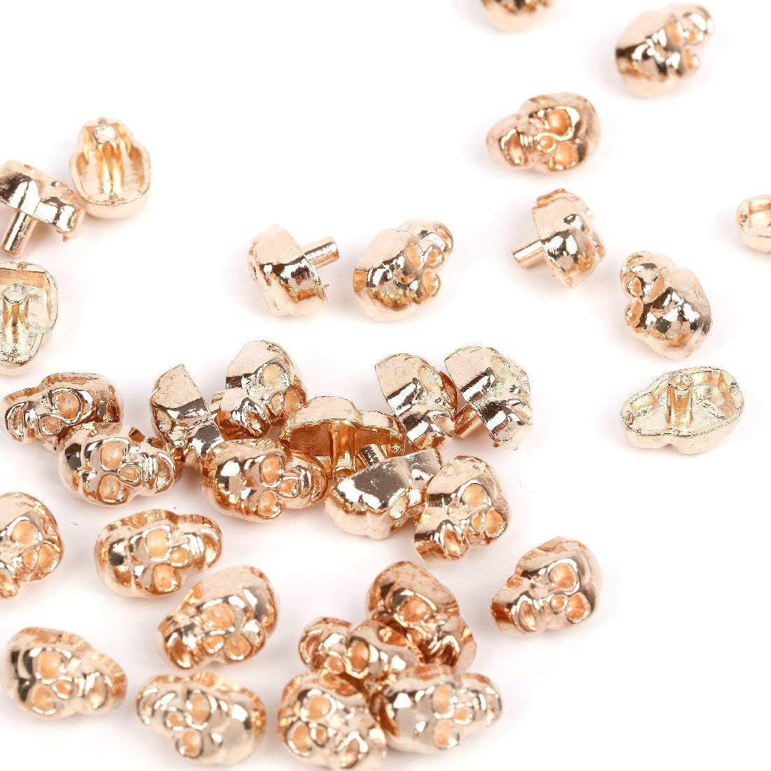 RUBYCA Skull Head Rapid Rivets and Studs, Metal Double Cap Compression Rivets, Speedy Rivets for Fabric Leather Craft Crafting, Gold Color (500 Sets)