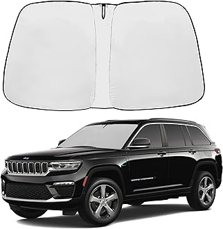 Front Windshield Sunshade fit for Jeep Grand Cherokee 2014-2025 UV Ray Reflector Foldable Car Shade Automotive Windshield Sunshades Jeep Grand Cherokee Windshield Sun Shade |Keeps Your Vehicle Cool|