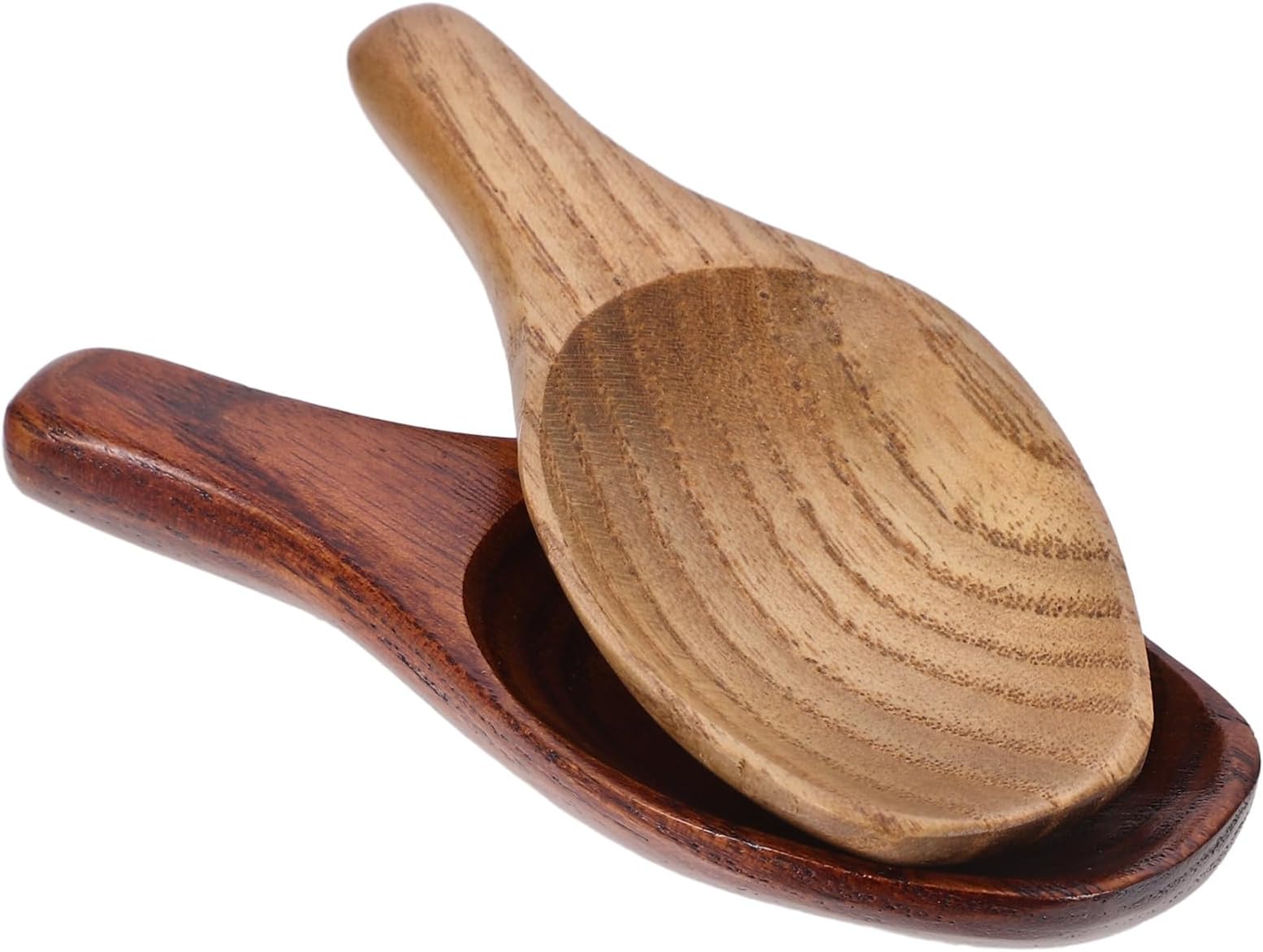 2pcs Japanese Style Short Handle Wooden Spoons Wide Mouth Scoops for Loose Tea Leaves Mung Beans Coffee Beans Milk Powder Measuring Kitchen Gadgets