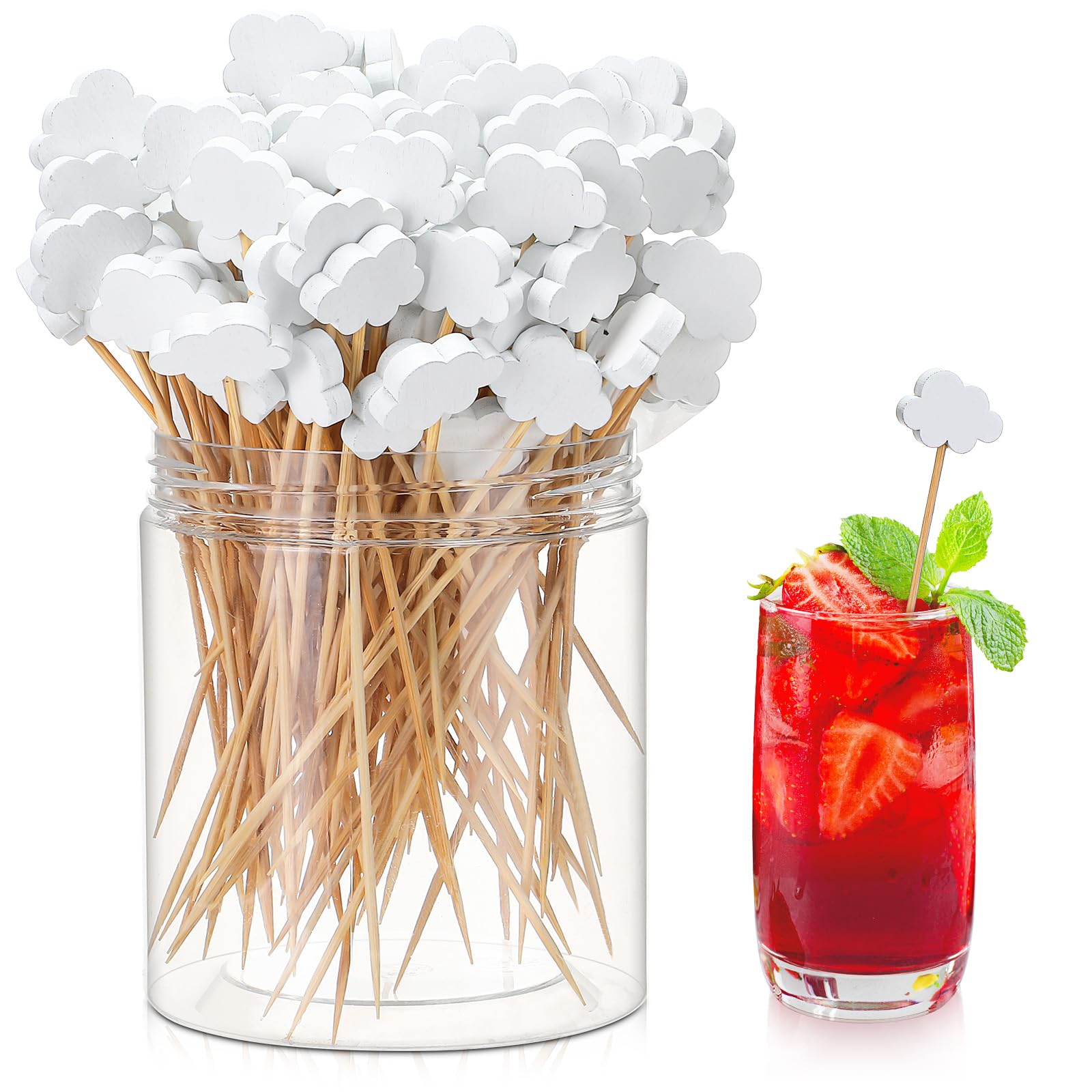 Photo 1 of Queekay Cloud Cocktail Picks, White, 100 Pcs
