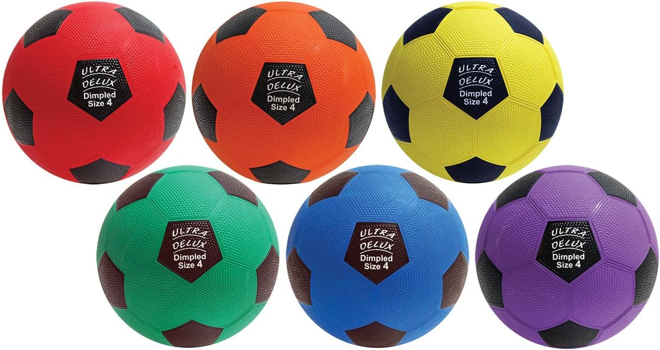Ultra Delux Dimpled Rubber Soccer Balls with Nylon Winding for Added Durability and Shape Retention - Set of 6