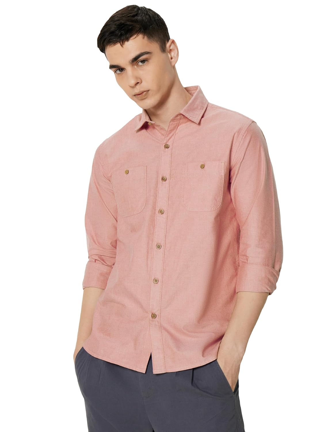 Symbol Premium Men’s Casual Oxford Double Pocket Shirt – Regular Fit | Full Sleeve | Pure Cotton (Available in Plus Sizes)