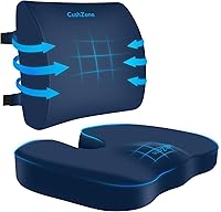 Vista 1 de Cojín de asiento, almohada de apoyo lumbar con correa ajustable, cojines para silla para aliviar el dolor de ciática, con funda lavable de espuma