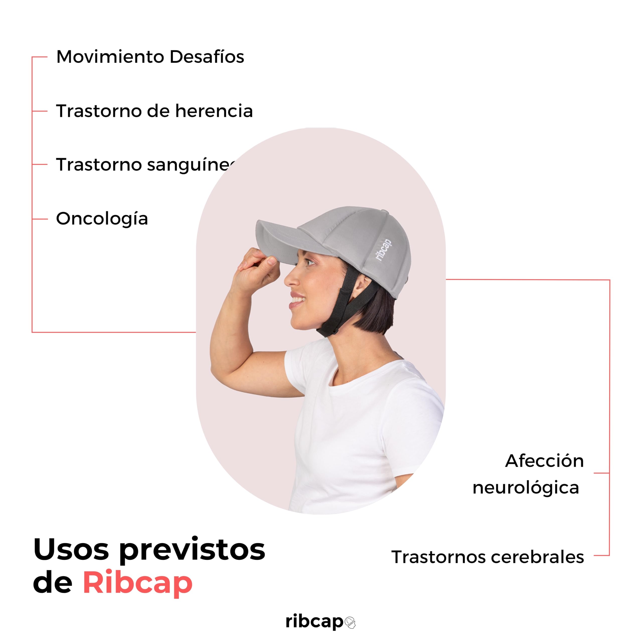 Ribcap Gorra de béisbol Platino | Casco Protector Blando para Epilepsia