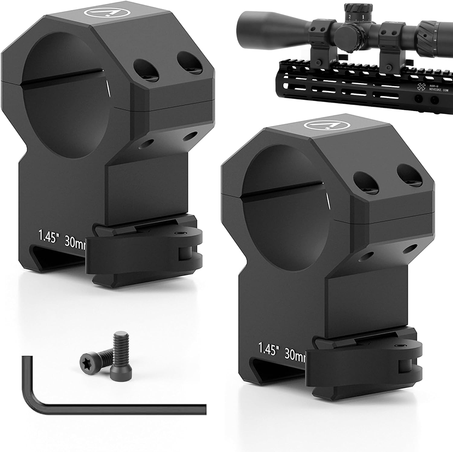 Scope Rings, Quick Detach Picatinny Scope Mount, 1 Inch Aluminum Rifle Scope Rings with QD Release, Multiple Heights (1"/30mm/34mm)