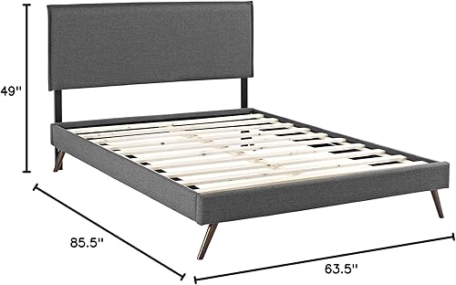 Miniatura 2 de Modway Amaris - Base de cama tapizada tamaño Queen en color gris con patas abiertas Gris,Beige