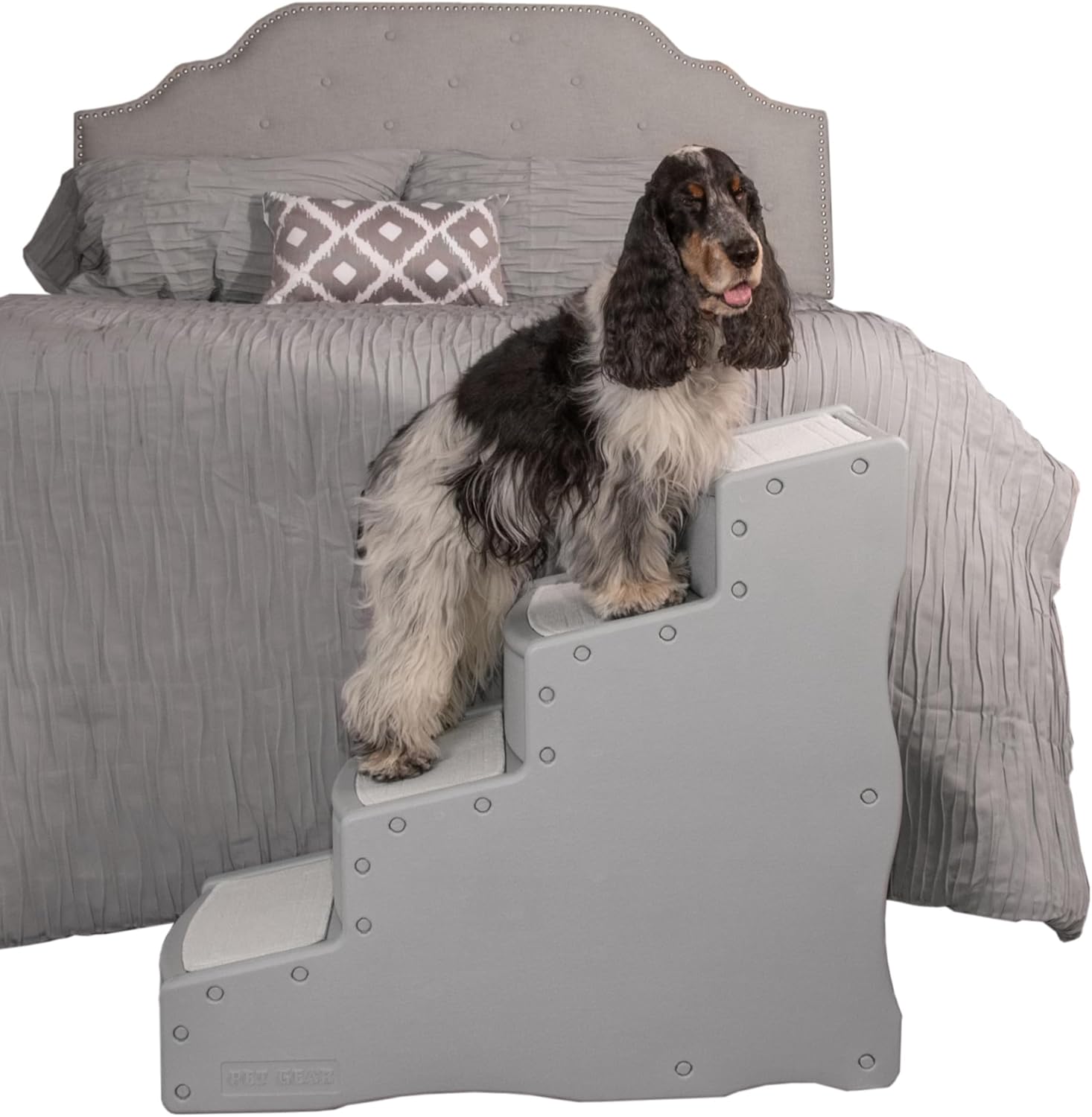 Pet Gear Easy Step IV Pet Stairs, 4 Step for Cats/Dogs, Removable Washable Carpet Treads, for Pets Up to 150lbs, No Tools Required