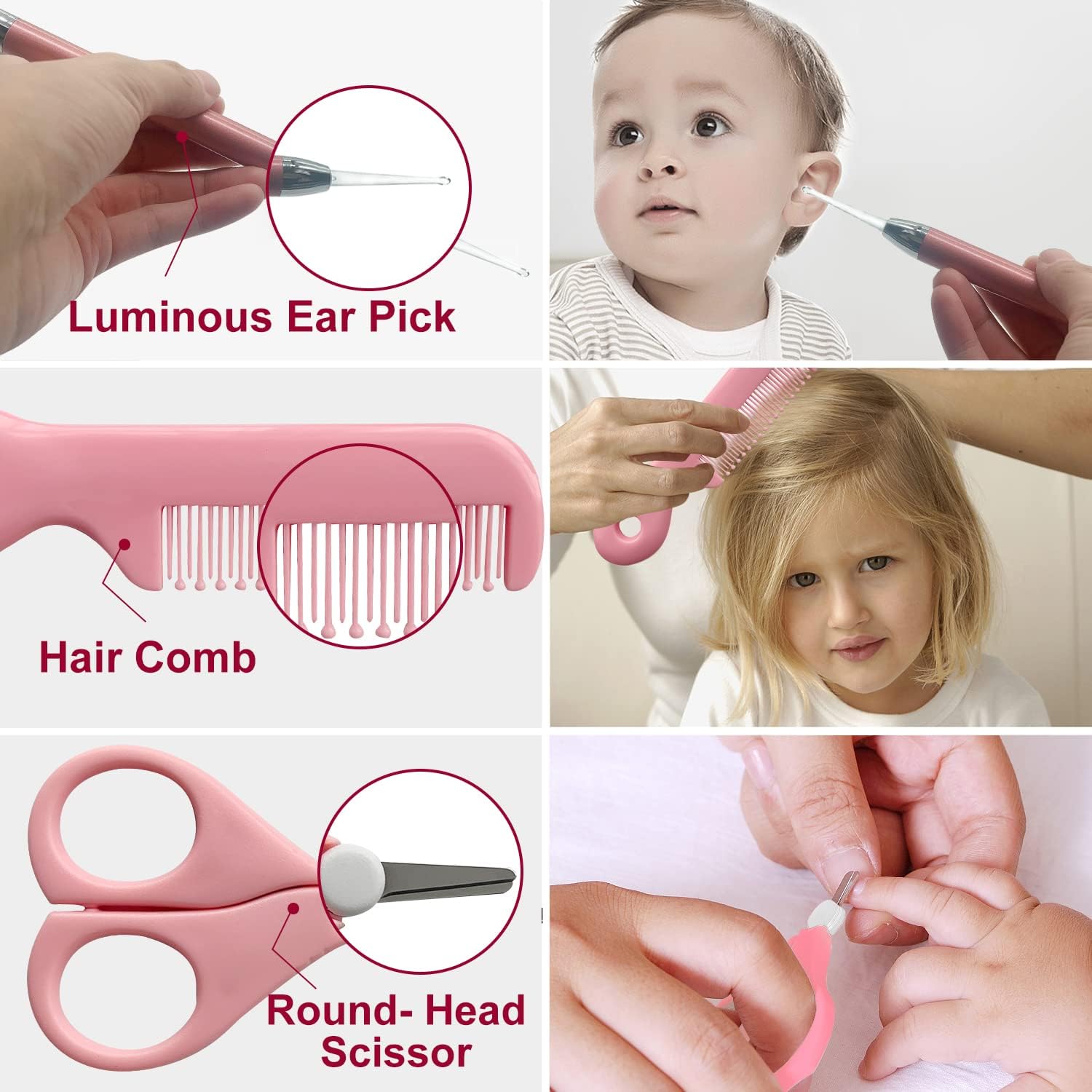 Baby Grooming Kit, 25 in 1 Baby Healthcare and Grooming Kit, Baby Electric Nail Trimmer Set Newborn Nursery Health Care Set for Newborn Infant Toddlers Boys Girls Shower Gifts (0-3 Years+) (Red) : Baby