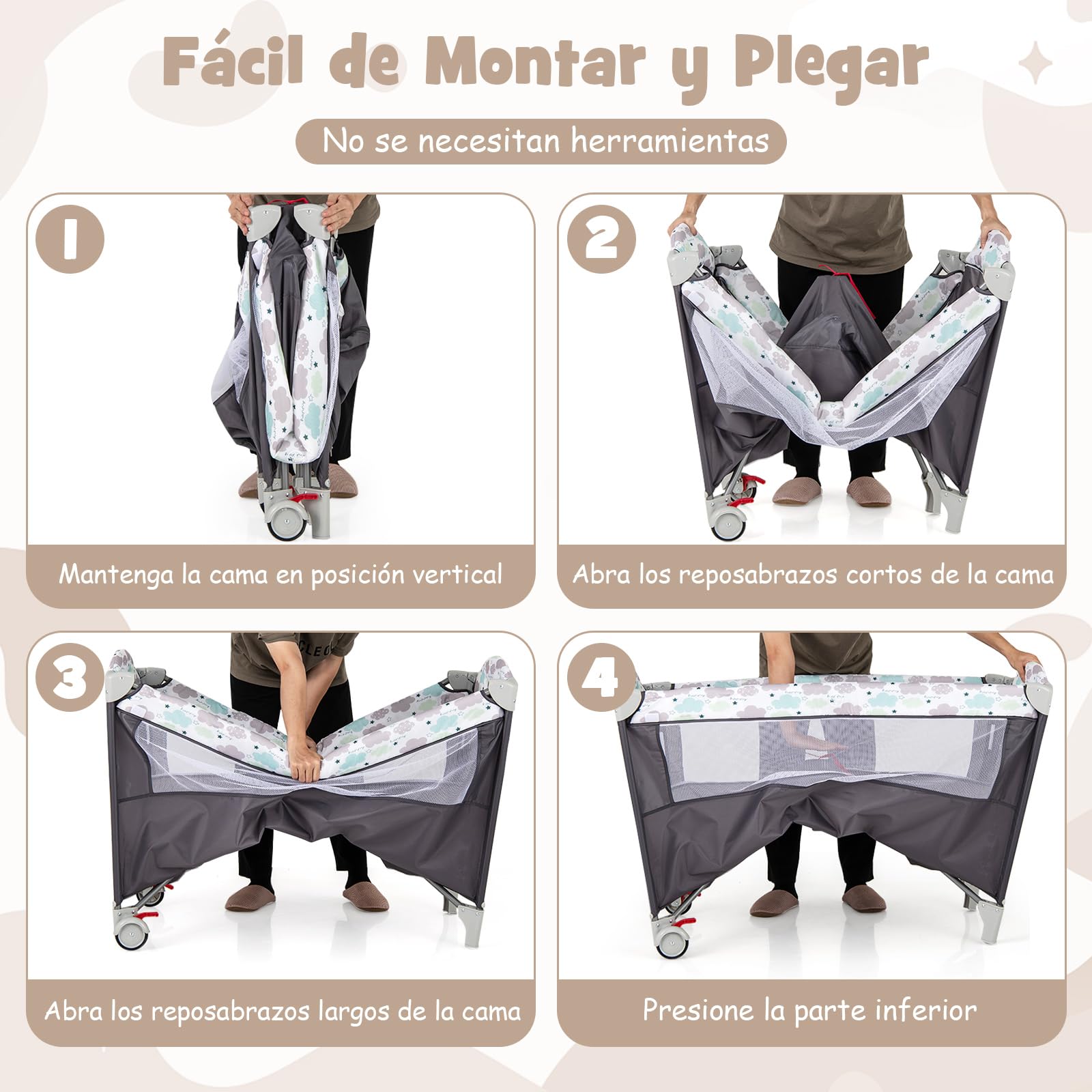 COSTWAY 5 en 1 Cuna Bebé con Ruedas Bloqueables, Cuna de Viaje con Cambiador, Juguetes Colgando, Caja de Música, Colchón y Bolsa de Transporte, Cama Infantil de 2 Niveles (Gris)