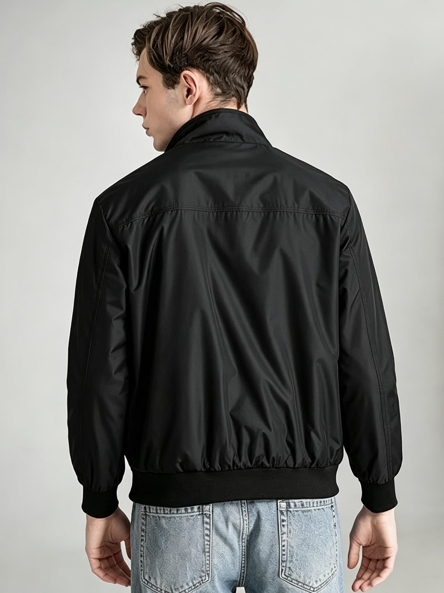 FTCayanz Herren Bomberjacke Übergangsjacke mit Stehkragen Jacke Kurz Mantel für Business Freizeit