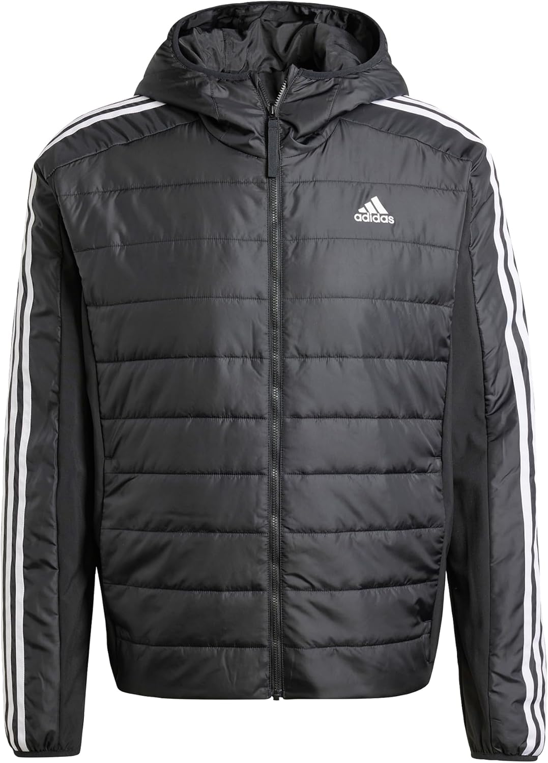 adidas Essentials 3-Stripes Insulated Hooded Hybrid Black Men Jacket ...