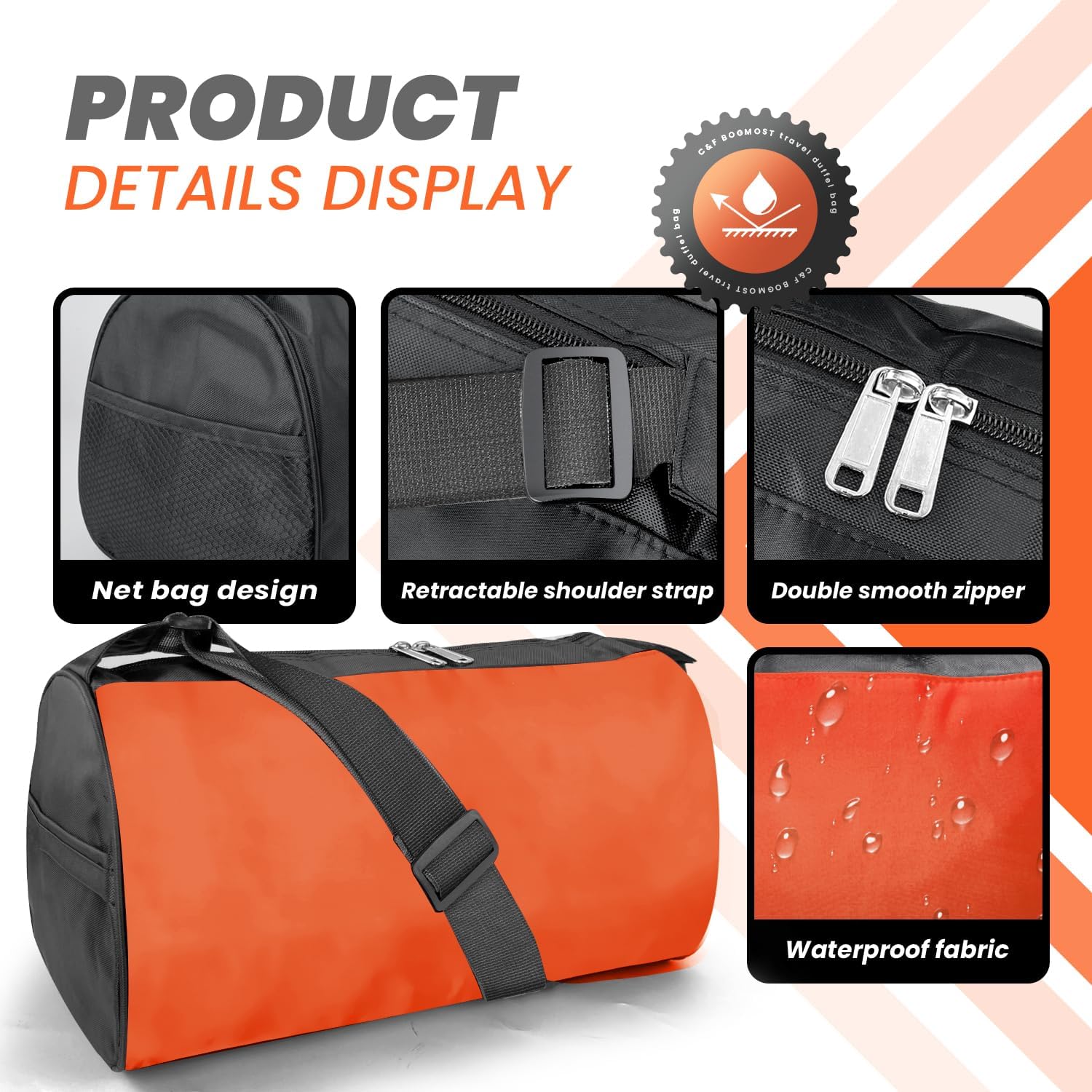 C&F BOGMOST Small Travel Duffel Bag Foldable Waterproof Gym Bag for Gym Beach Swim Bag Men Women Lightweight Oxford Cloth Sports Bag - Image 2