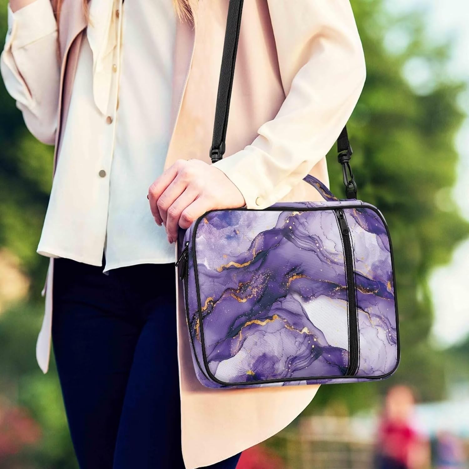 Bible Cover for Women, Bible Holder, Bible Cover Carrier Carrying Organizer Bag,Zipper and Pockets for Standard Large Size Bible Marble Grain