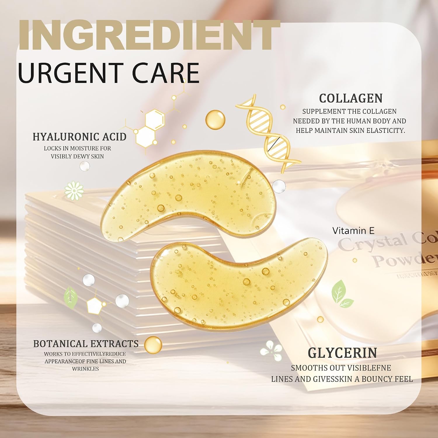 24K Gold Under Eye Patches – Reduce Dark Circles, Puffiness & Fine Lines with Collagen & Hyaluronic Acid – 20 Pairs of Rejuvenating & Hydrating Eye Pads