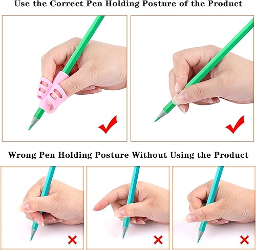 Miniatura 4 de SANNIX 16 unidades de empuñaduras de lápiz para niños, agarre de escritura a mano, corrección de postura, herramienta de ayuda de escritura para
