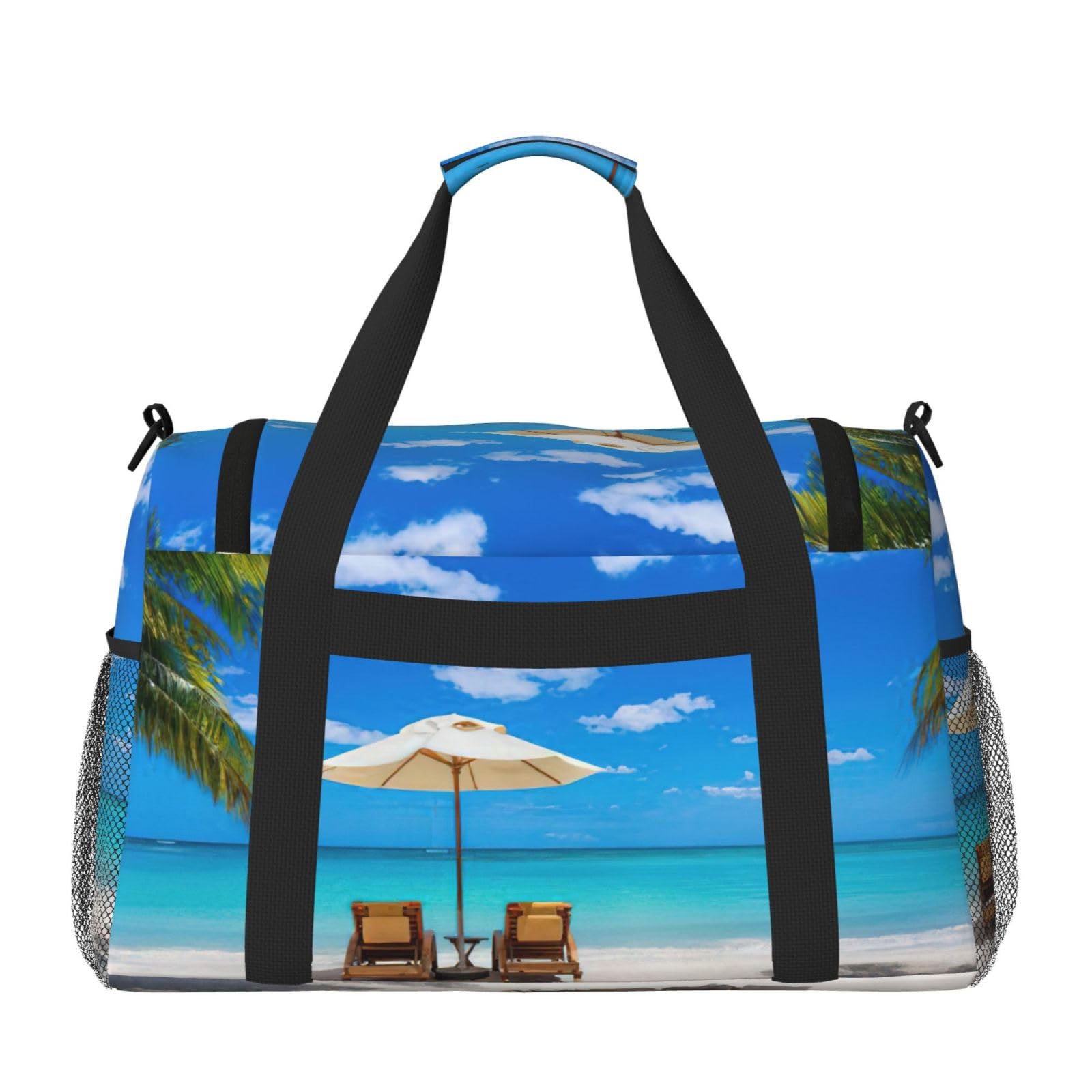Bolsa de viaje con palmeras de playa, grande, plegable, impermeable, para la noche, playa, natación, piscina, deportes, gimnasio