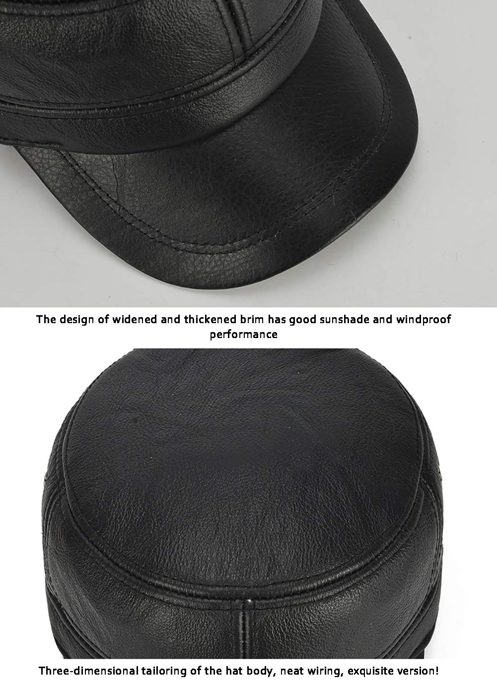 Cappelli Invernali, Cappello da Baseball in Pelle con paraorecchie, Caldo Berretto Sportivo all'aperto per Anziani, Inverno(Black-A)