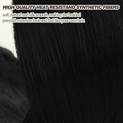 Miniatura 3 de BARSDAR 2 extensiones de cabello sintético suave y natural suave para mujeres y niñas, 2 unidades de 30 pulgadas de largo, con banda elástica para