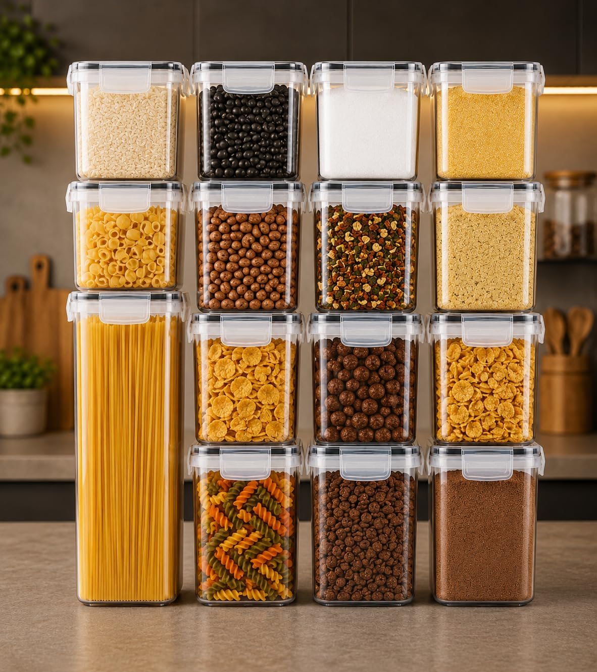 Kit 15 Potes Herméticos Alimentos Com Tampa Vedação Em Silicone Conserva Sua Comida Pote Empilhável Organização Praticidade Cozinha Completa