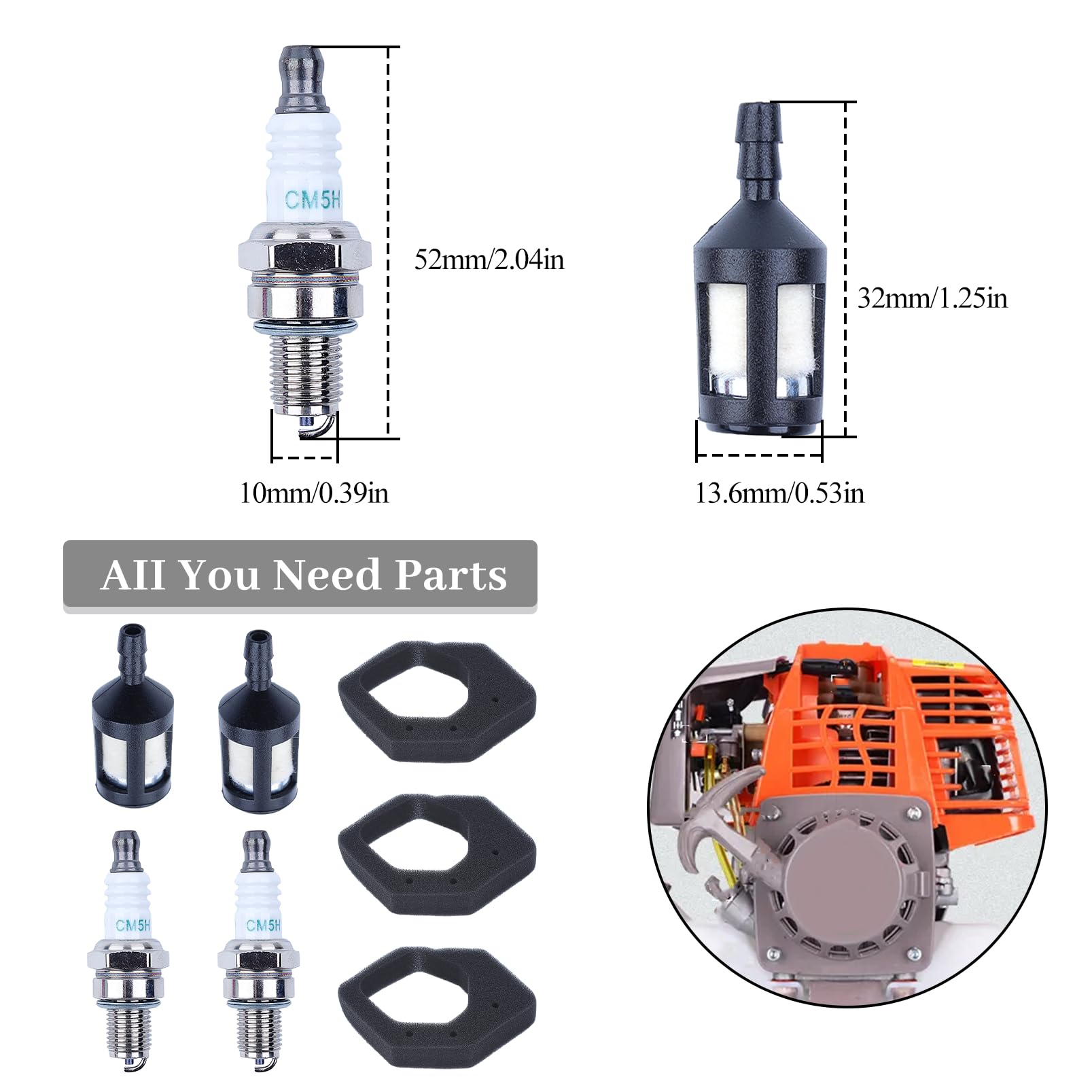 Kit di candela in schiuma di filtri aria carburante per Honda GX25 GX25N GX25NT HHT25S motore