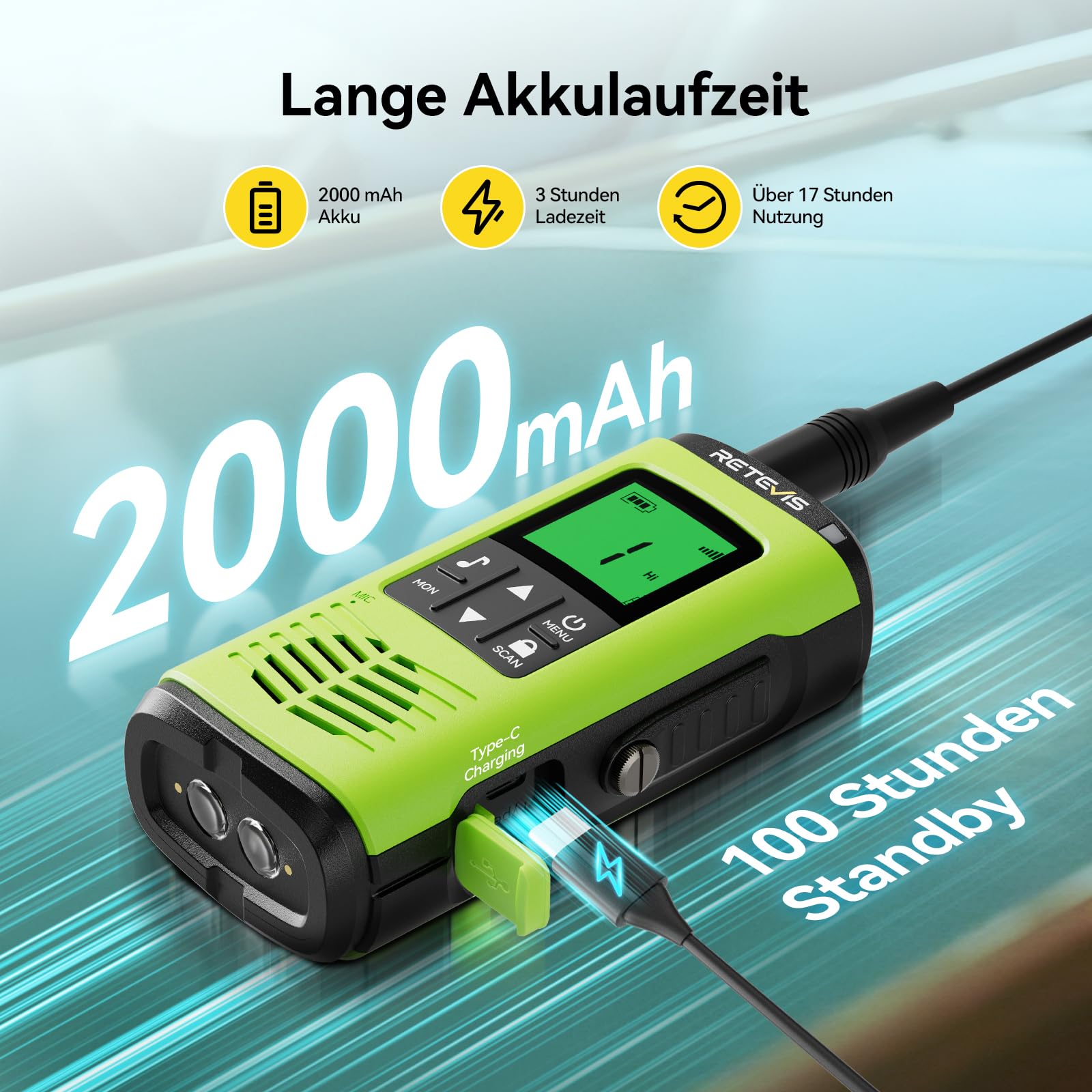 Retevis EZTalk 64S Walkie Talkie, IP68 Wasserdichtes Funkgerät Langstrecken | RT649P 2.0 Funkgeräte für Kajak, Camping Angeln, Korrosionsbeständige, Rechargeable, Taschenlampe, SOS-Alarm, Robust Radio