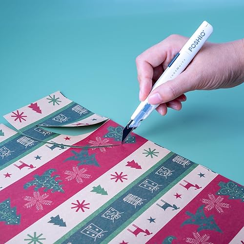 Miniatura 6 de FOSHIO Cuchillo de manualidades para arte, manualidades, fabricación de modelos, cuchillo utilitario retráctil con bloqueo automático con 10