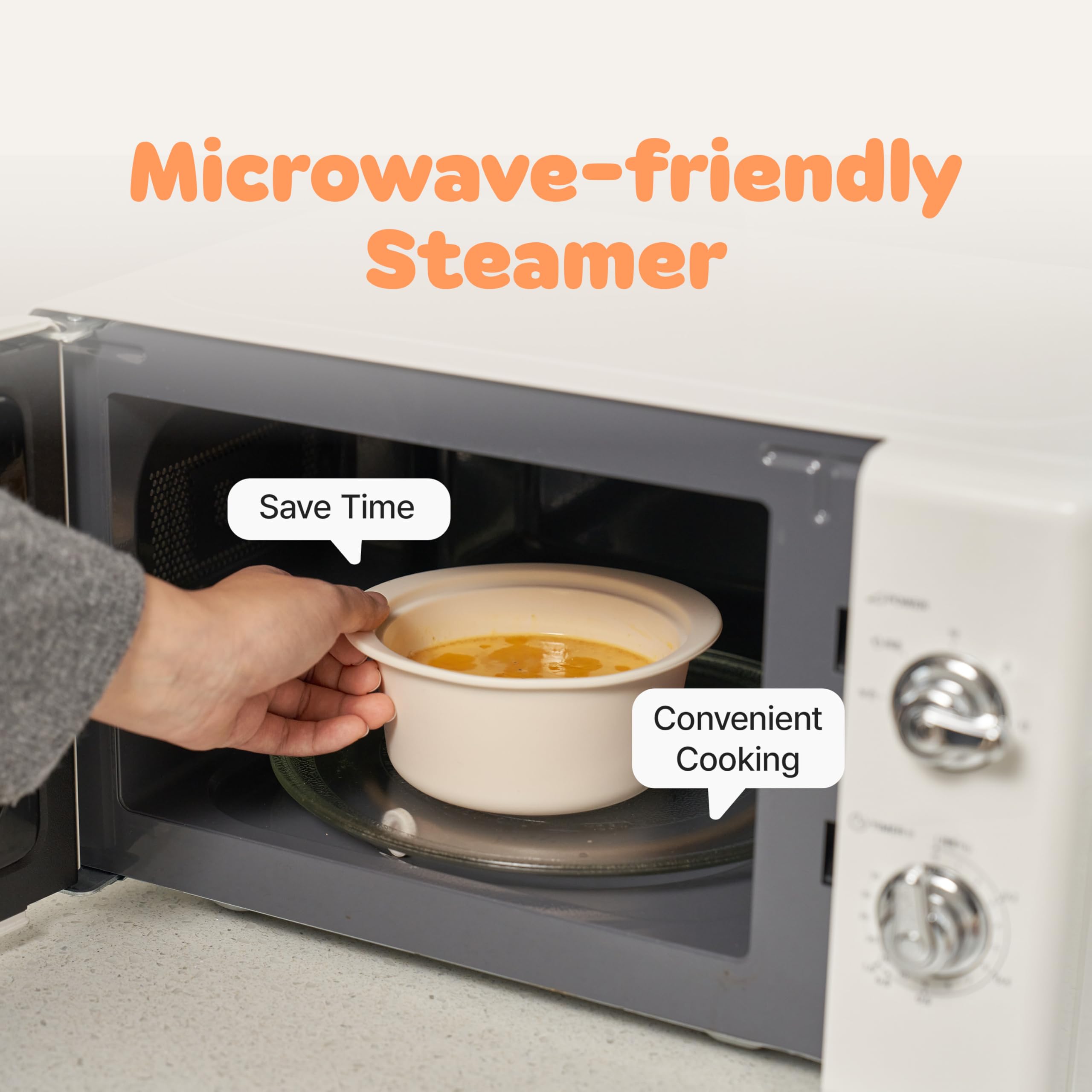 Vaporizador de silicona para microondas, fabricado en Corea, cuenco para preparar alimentos para bebés con tapa, olla de vapor para huevos y verduras, olla de cocina inspirada en Donabe japonés 4