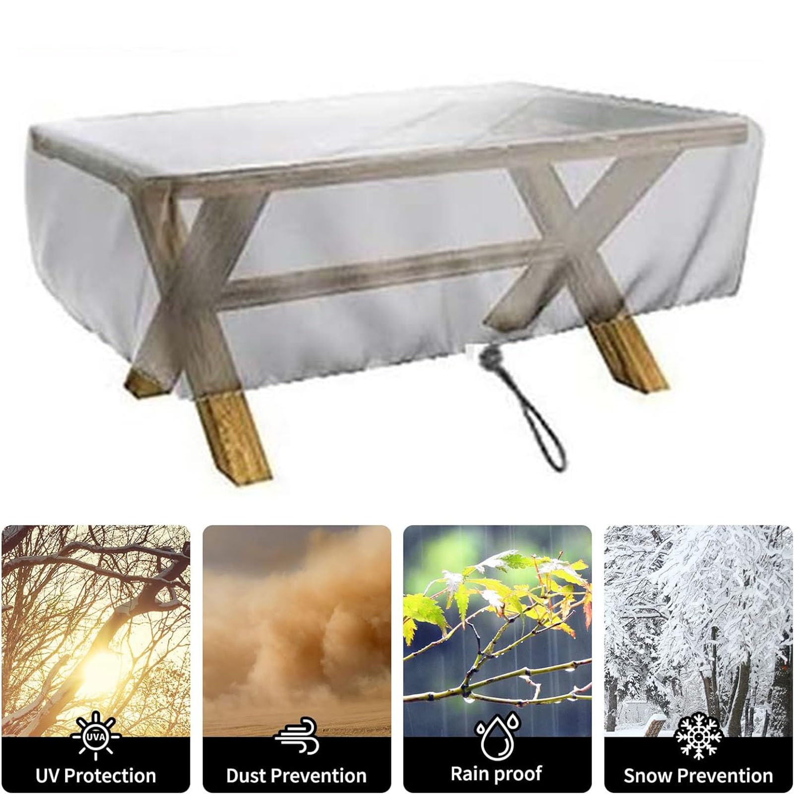 Copertura Impermeabile Per Tavolo Da Esterno 310x150 Cm - Telo Anti-UV Con Occhielli Rinforzati Per Giardino - Foto 4