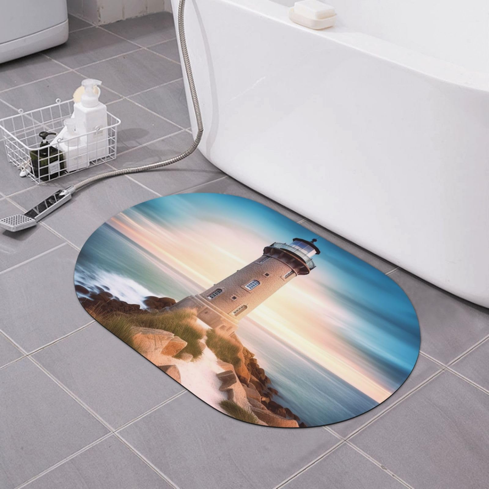 Tapis de douche antidérapant et absorbant paillasson phare de plage