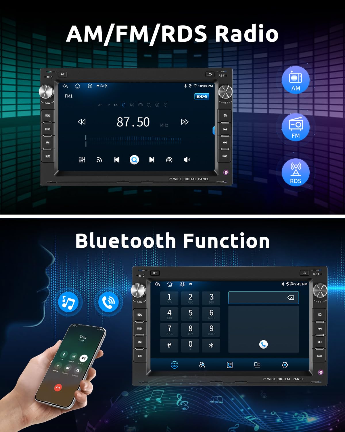 ESSGOO 4+64G Wireless CarPlay Android Auto Autoradio Für VW Polo MK3/4 9N Golf 4 Passat B5 T5 Seat Skoda,Android 15 Bluetooth Radio mit 7 Zoll Touchscereen FM RDS GPS Navi WiFi - 5