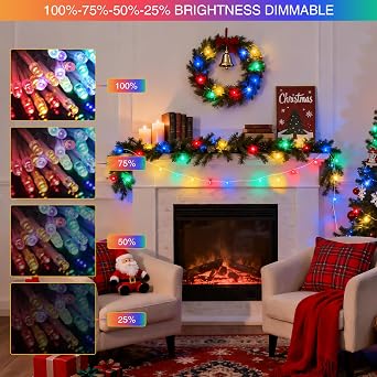 JMEXSUSS 2 Pack Color Changing Christmas Lights, Total 200 LED 66FT