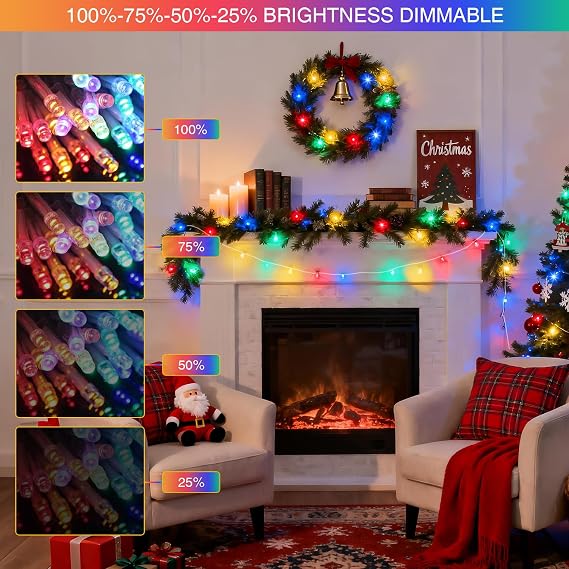 JMEXSUSS 2 Pack Color Changing Christmas Lights, Total 200 LED 66FT