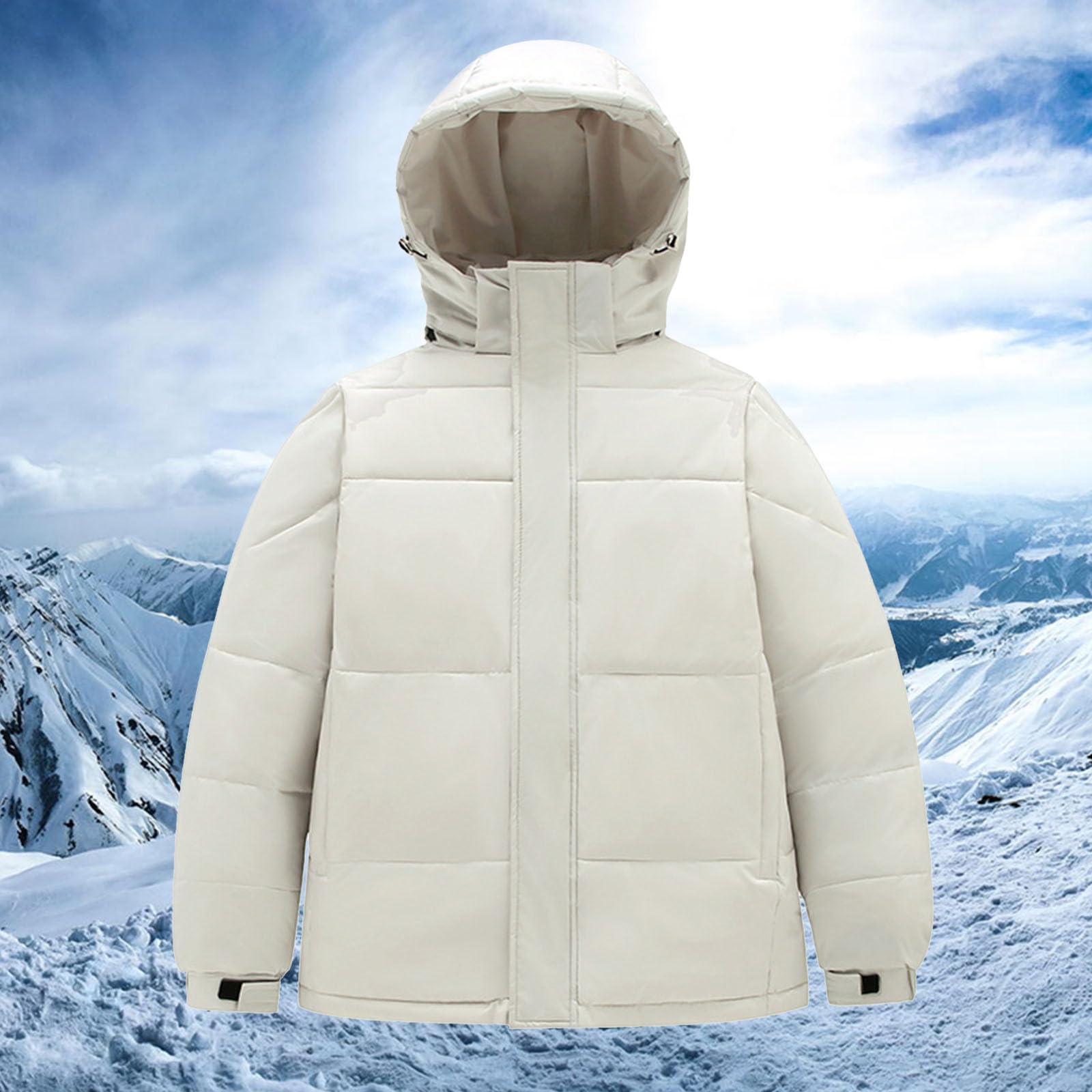 Chaqueta Cálida de Invierno Chaqueta con Capucha Ajustable Desmontable Parka Acolchada Chaqueta de Trabajo al Aire Libre Repelente al Agua Hombres