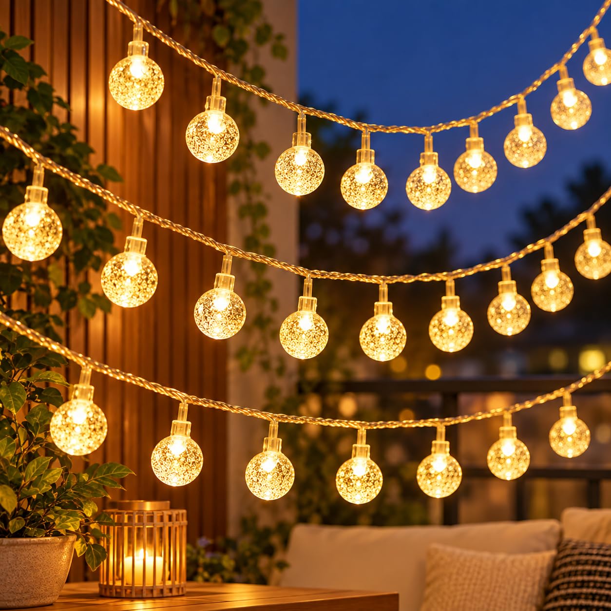 Crystal Ball String Lights - Warm White Glow -1