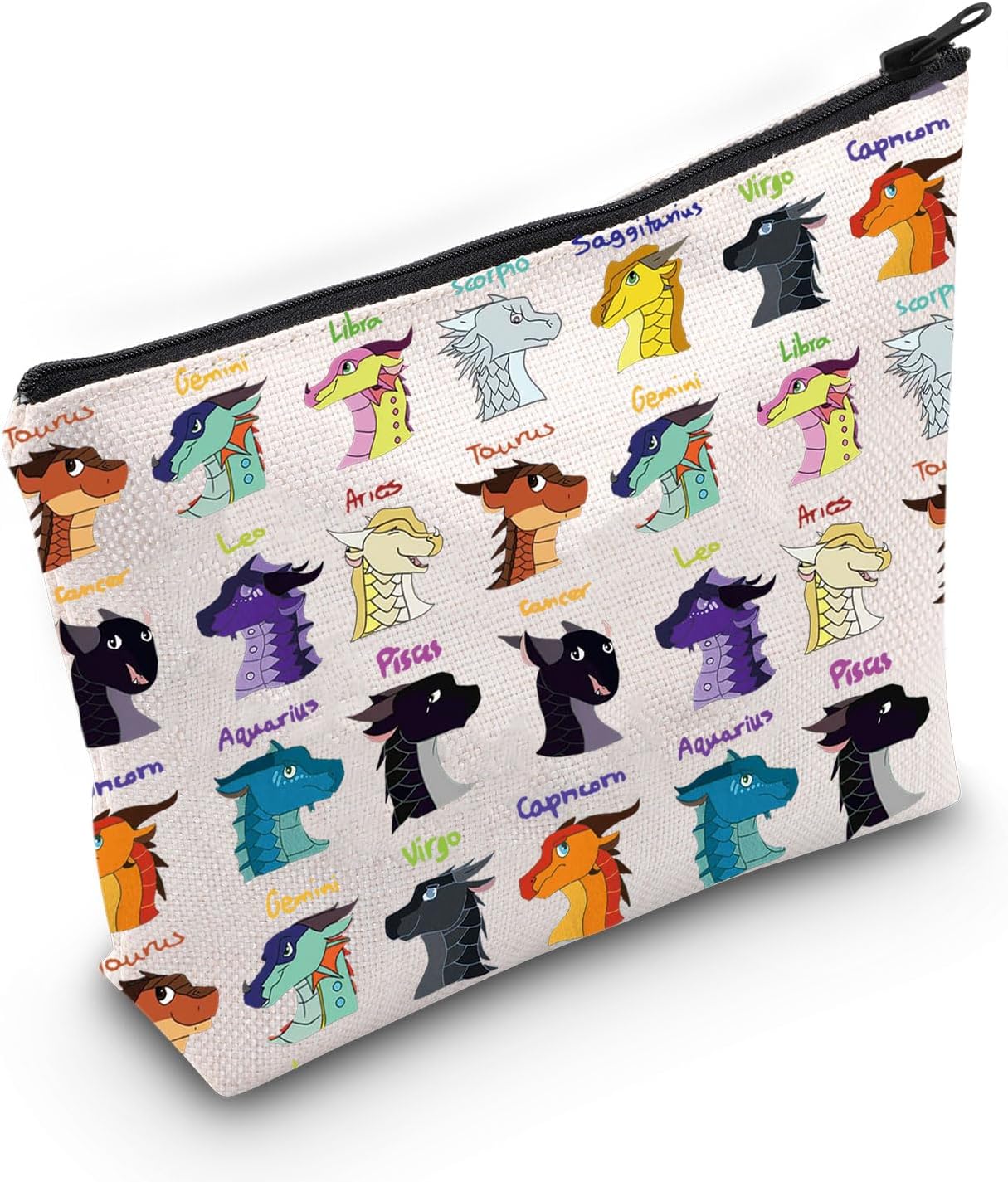 Wings Fire Novel Dragon Inspired Gift Darkstalker Makeup Bag Fire Dragon Bookish Gift Dragon Tribes For Dragon Lover Zipper Bag (MB, Cartoon Dragon)