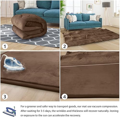 Miniatura 6 de Tapete de juego para bebé para piso, tapete para el tiempo boca abajo, alfombra de área muscular, alfombra de sala de juegos, tatami de 47 x 47