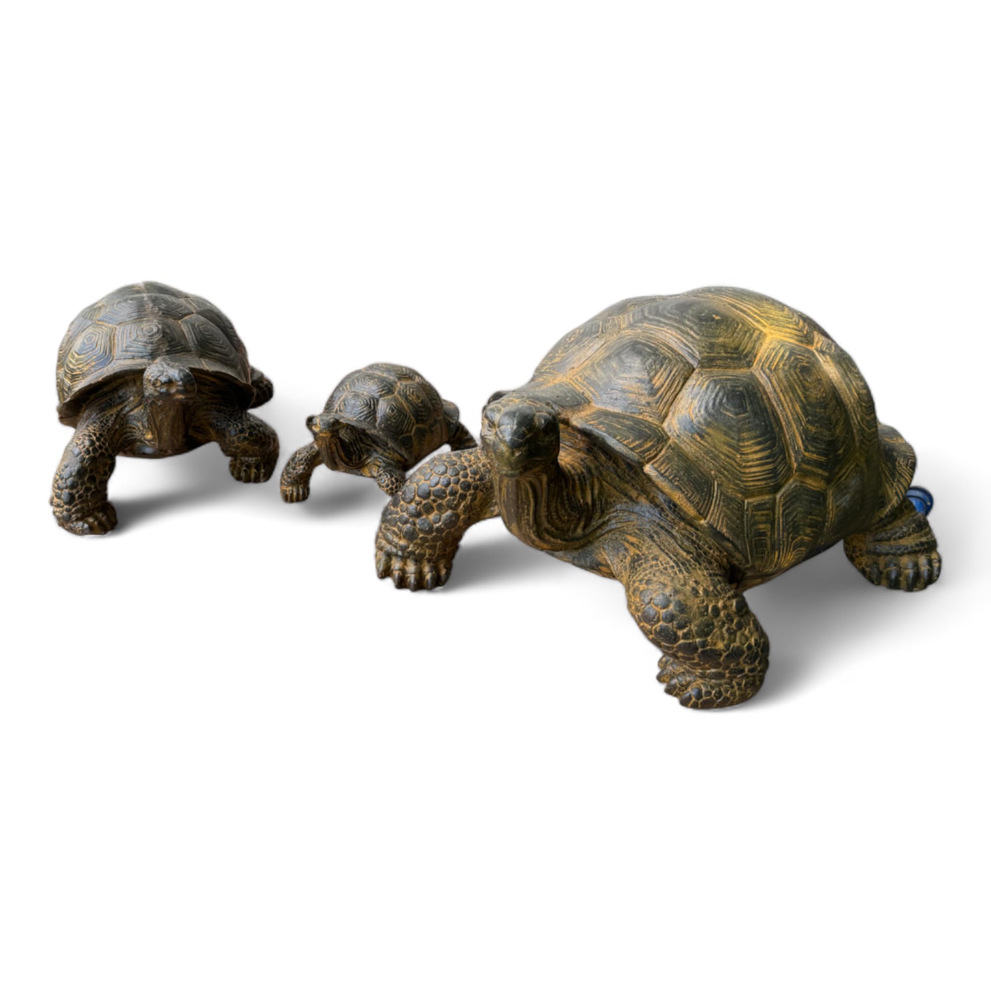 Stein Schildkröten – Pool, Garten, Terrasse - Langlebig und Wetterbeständig – Gelblich aus Glasfaserbeton – 32, 47 und 65 cm (Groß)