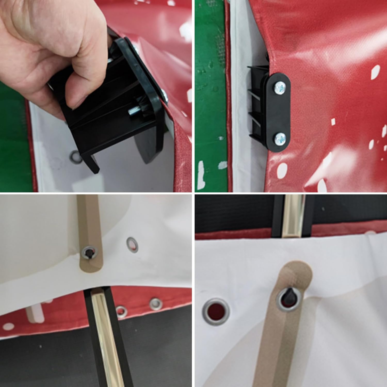 Garage Door Banner Clips 4Pcs Springed Garage Door Banner Clamps with Installation Accessories Nylon Installation Clips for Halloween, Christmas